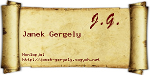 Janek Gergely névjegykártya